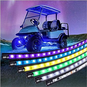 10L0L 6PCS Golf Cart Underbody Light Kit with Canopy Lights, Underglow LED Strip for EZGO Club Car Yamaha, 24 Modes Multicolor RGB Music Sync IP67 Waterproof