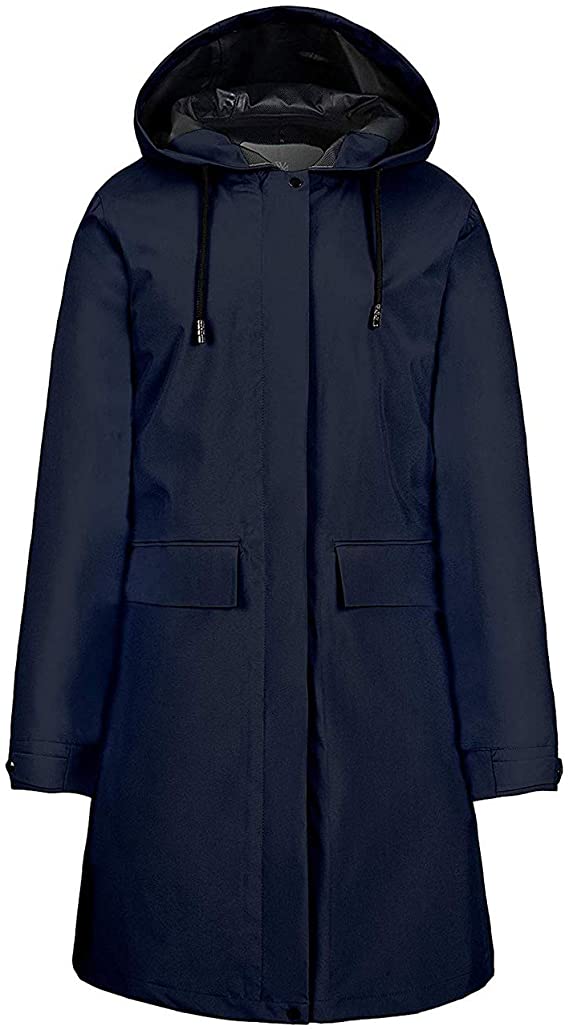 Wantdo Women's Rain Jacket Packable Lightweight Waterproof Spring Jacket Windproof Trench Coat