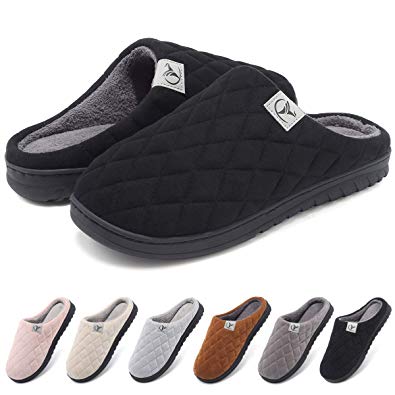 VIFUUR Men's Memory Foam Cushioned Slippers Suede Knit Comfort House Shoes Indoor