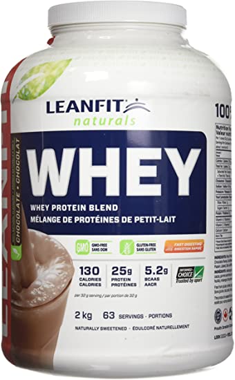 LeanFit Naturals Whey Protein with Whey Isolate, Chocolate, Non GMO, No Gluten, 2 Killogram