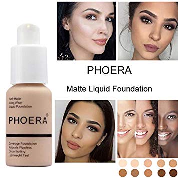 PHOERA Foundation Liquid, Foundation Concealer Makeup Full Coverage New Flawless 30ml Matte Oil Control Concealer Foundation Cream (Nude #102)