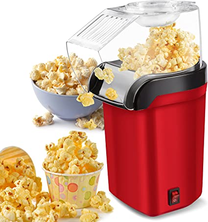 Hot Air Popcorn Popper Machine,1200W Home Electric Popcorn Maker with Measuring Cup，3 Min Fast Popping，ETL Certified, BPA Free, No Oil Needed, Great Air Popcorn Popper for Home Family Movie TV, Party