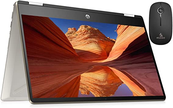 2020 HP Pavilion X360 14 FHD 1080P Touchscreen 2-in-1 Laptop, Intel Core i5-10210U (Beats i7-7500U), 8GB RAM, 256GB SSD   16GB Optane, Backlit KB, Win10   NexiGo Wireless Mouse Bundle