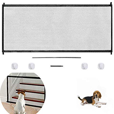 Magic Dog Gate Portable Folding Mesh Gate Safe Guard Install Pet Isolated Gauze Indoor and Outdoor Safety Gate Anywhere