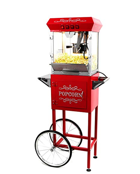 Paramount 6oz Popcorn Maker Machine & Cart - New Upgraded Feature-Rich 6 oz Hot Oil Popper [Color: Red]