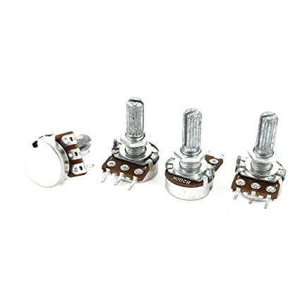 uxcell a14071400ux0772 4 Piece Single Linear Knurled Shaft Control Volume Potentiometers, 200K Ohm WH148