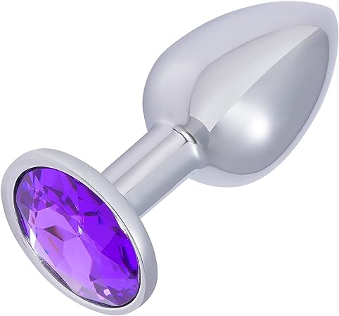 Hmxpls Small Anal Plug, Anal Toy Plug Beginner, Personal Sex Massager, Stainless Steel Butt Plug for Women Men Couples Lover, Purple