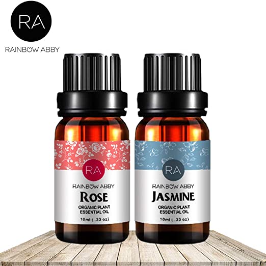 RAINBOW ABBY Rose Jasmine Essential Oil Set Now Aromatherapy 100% Pure Therapeutic Grade Oils, 2/10ml - Pack of 2