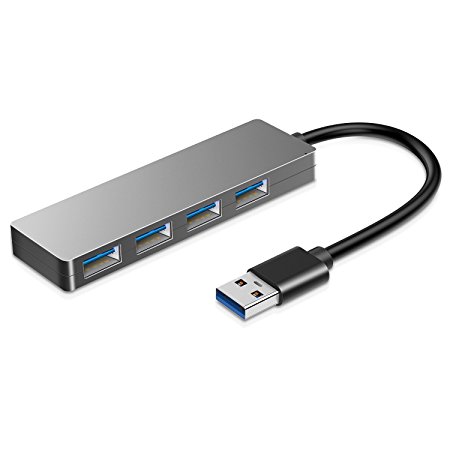 VANMASS 4-in-1 USB A Hub, Ultra Slim Portable Type-A to 4 Ports USB 3.0 Data Splitter with Dual Layers Shield and High-speed Data Transmission for Macbook, Mac Pro/mini, USB Flash Drives, etc