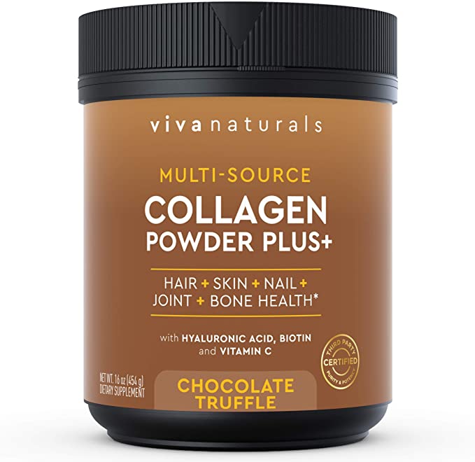 Multi Collagen Powder - Chocolate with Collagen Peptides, Plus Hyaluronic Acid & Biotin for Hair, Skin and Nails Support | Chocolate Truffle Flavor | 16 oz (454 g)