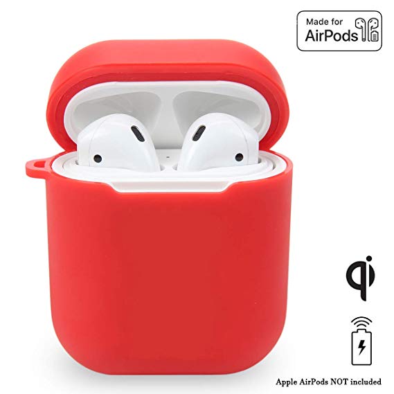 AirPods Case Cover, Wireless Charging Case Accessories Shockproof Protective Silicone Cover Skin Compatiable with Apple AirPods 1st/2nd (not Include AirPods/AirPods Charging Case) (red)