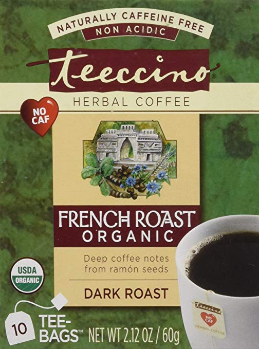 Teeccino French Roast Organic Herbal Coffee Dark Roast Caffeine Free Tee Bags -