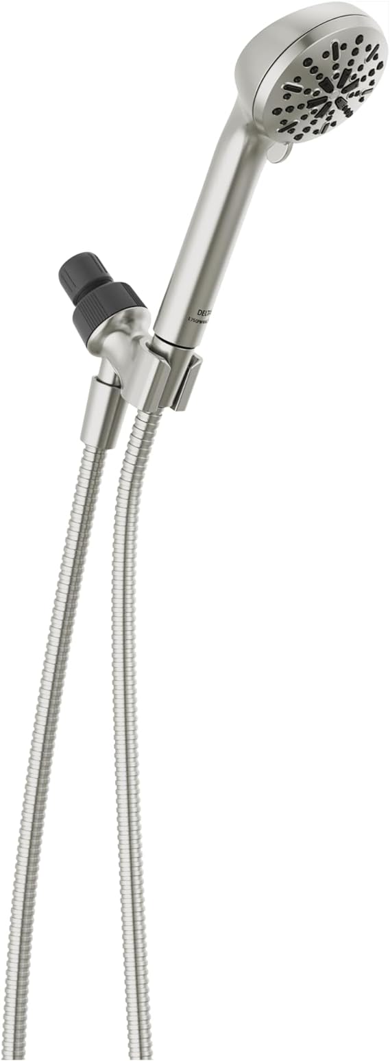 DELTA -FAUCET -faucet 4-Spray Handheld Shower Head, Brushed Nickel Shower Head with Hose, Showerheads & Handheld Showers, Handheld Shower Heads, Detachable Shower Head 2.5 GPM, Brushed Nickel 75413DSN