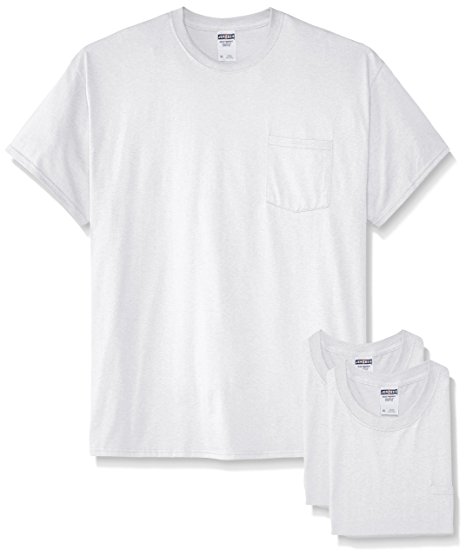 Jerzees Men's White Adult Short-Sleeve Pocket T-Shirts (3-Pack)