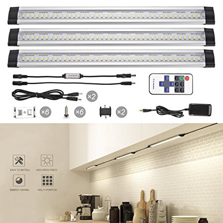 TryLight Dimmable Under Cabinet LED, 12W Total, 900lm, 4000K Nature White, 24W Fluorescent Tube Equivalent, All Accessories Included, 12in Under the Counter Lights, Closet Light-3 Panel Kit