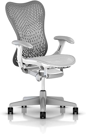 Herman Miller Mirra 2 Ergonomic Office Chair with Tilt Limiter and Fixed TriFlex Back Support | Adjustable Seat Depth, Lumbar Support, and Arms with Hard Floor Casters | Slate Grey/Alpine