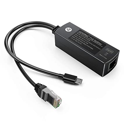 AuviPal Gigabit PoE Splitter (2 Pack), PoE to Micro USB 5V Power and 10/100/1000Mbps Ethernet Adapter for Raspberry Pi, Fire TV Ethernet Adapter, Chromecast, Wyze Cam v2, Arlo 2 Pro, NanoPi and More