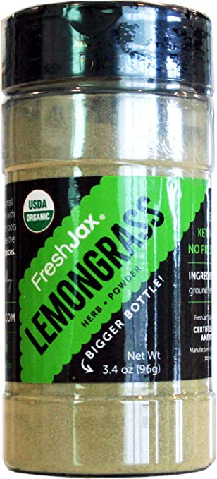FreshJax Premium Organic Spices, Herbs, Seasonings, and Salts (Certified Organic Lemongrass Powder - Large Bottle)