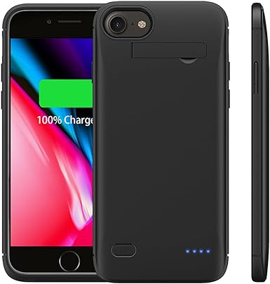 Battery Case for iPhone 8/7/6/6S/SE (2022/2020) (4.7 inch), Ultra Slim 7200mAh Extended Rechargeable Charging Case, Backup Portable Rechargeable Protective Charger Case - Black