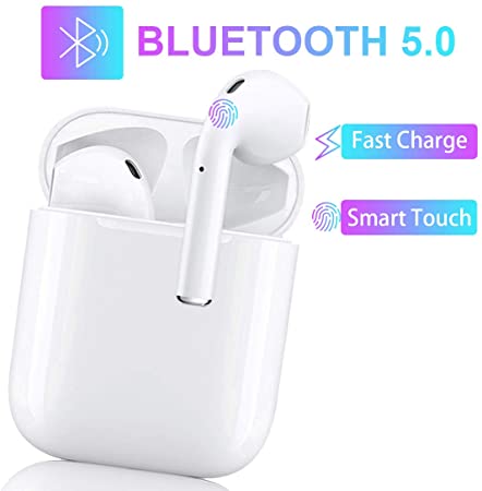 Bluetooth 5.0 Headsets Wireless Earbuds 3D Stereo Headphones with Fast Charging Case,Auto Pairing in-Ear Ear Buds IPX5 Waterproof Mini Sports Earphones for iPhone/Andriod Wireless Earbuds