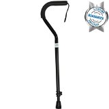 Offset Cane By Vive - Best Adjustable Walking Stick for Men and Women - Sturdy Design Makes It the Ultimate Walking Aid - Slip-proof Rubber Gives Staff Added Safety - Lifetime Guarantee Black