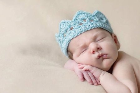 Crochet Baby Boy Blue Prince Crown Photography Photo Props Props 3-6 Months