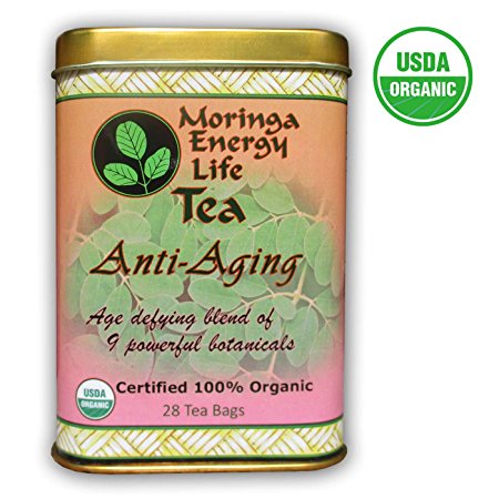 MORINGA ANTI-AGING TEA - 100% USDA Organic - Age Defying Blend of 9 Powerful Botanicals