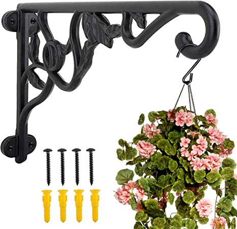 Plant Hanging bracket,13 Inch Aluminum Heavy duty plant hanger,durable rust-resistant Decorative wall mount plant bracket hook for outdoor indoor Hanging Plant Flower Lantern Bird Feeder Wind Chimes