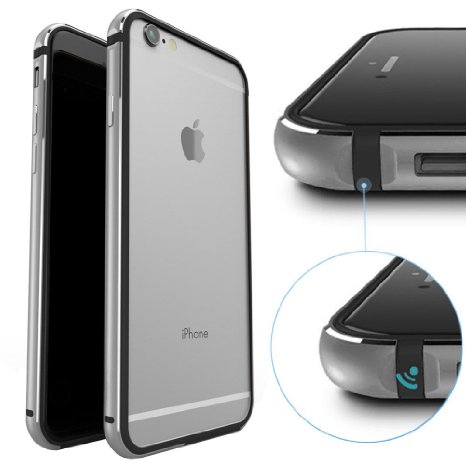 KEWEK Aluminum Metal Dual Layer TPU Bumper Case for iPhone 6 Plus/ 6s Plus - Gray