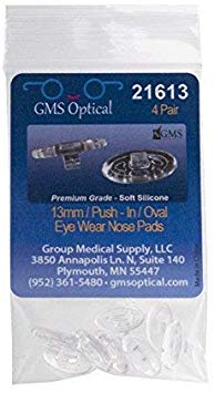 GMS Optical® Premium Grade Soft Silicone - Oval Shape Screw-on or Click-on Silicon Nose Pads (Available Sizes 11mm,13mm,15mm,17mm,19mm) Sold in Pairs (4, Oval-Shape Click-ON 13MM)