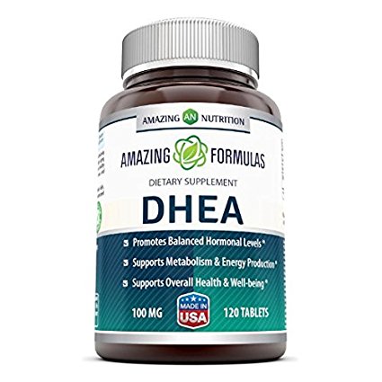 Amazing Formulas DHEA Supplement - 100mg 120 Tablets Dehydroepiandrosterone Hormone Tablets for Men and Women - Easier to Use Than Cream and Powder Products