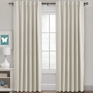 H.VERSAILTEX Light Reducing Curtains Thermal Insulated Window Treatment Panels Room Darkening Privacy Assured Drapes for Living Room Back Tab/Rod Pocket Bedroom Drapes 2 Panels, Ivory - 52 x 84 Inch