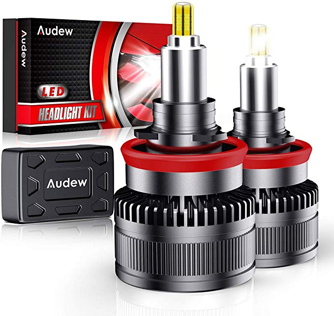 Audew H11/H8/H9 LED Headlight Bulbs,2019 Newest Version 360-degree LED Headlight bulbs with 50000 Hours Lifespan-60W/6000K Cool White/10000LM Extremely Bright Conversion Kits(Pack of 2)