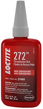 Loctite 492143 Threadlocker 272 High Temperature and High Strength Bottle, Red, 36-ml