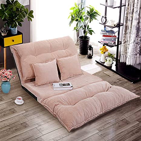 JAXSUNNY Adjustable Folding Floor Sofa,Leisure Soft Confortable Sofa Bed Video Gaming Sofa with Two Pillows,Pink