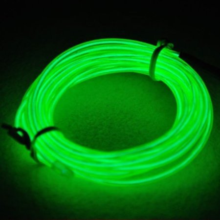TopYart Neon LED Light Glow EL Wire Battery Pack String Strip Rope Tube Car Dance Party   Controller (9ft , Green )