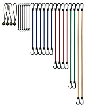 Shepherd Hardware 8071E General Grade Bungee Cord Assortment - 6 Sizes, 24-Pack,