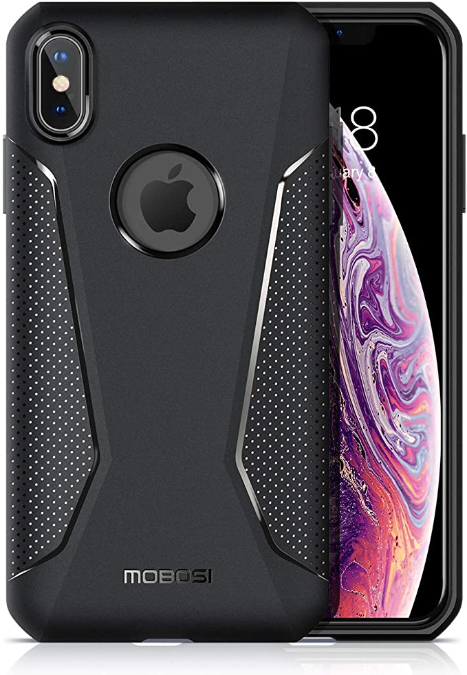 MOBOSI Net Series iPhone Xs Max Case 6.5 inch (2018), Anti Slip Slim Lightweight Shockproof Drop Protection Hybrid Matte Soft Phone Cover for iPhone 10xs Max, Matte Black