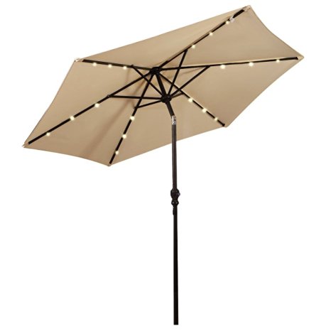 Giantex 9FT Patio Solar Umbrella LED Patio Market Steel Tilt W/ Crank Outdoor