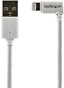 StarTech.com Angled Lightning to USB Cable - 2m (6ft) - White - Apple MFi Certified (USBLT2MWR)