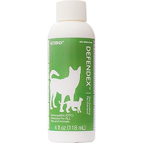 VETiONX Defendex - All-Natural Flea, Tick, and Mange Shampoo for Dogs and Cats. Homeopathic Pet Shampoo Naturally Washes Away Flea, Tick, Mange and Scabies Infestations. Addresses All Stages of Life Cycle Including Eggs. 1 Bottle