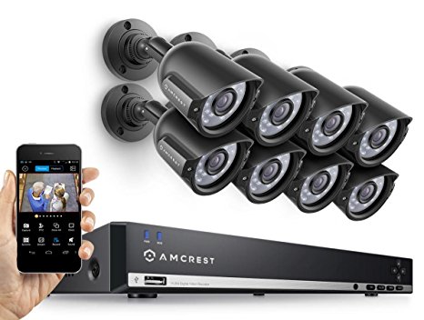 Amcrest AMDV960H8-8B 8CH 1TB DVR Security Camera System w/ 8 x 800  TVL Bullet Cameras (Black) (Certified Refurbished)