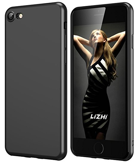 iPhone 7 Case, LiZHi Ultra Slim Fit Soft TPU Hard Cover Full protective Anti-Scratch Resistant Case for iPhone 7 (Space Black)