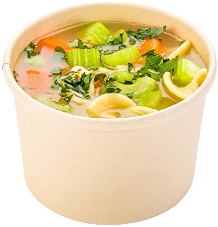 200-CT Disposable 8-OZ Bio Soup Container - Small Kraft Soup Cups: Perfect for Cafes - Recyclable Paper Cup - Wholesale Takeout Food Container - Lid Available - Restaurantware