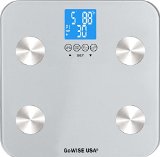 GoWISE USA Slim Digital Bathroom Scale - Measures Weight Body Fat Water and Bone Mass 400 Lbs Capacity Tempered Glass Silver