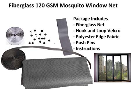LifeKrafts Mosquito Net for Windows ; FiberGlass Material ( Size : 60x150 cms , Color : Black , 1 Pack)