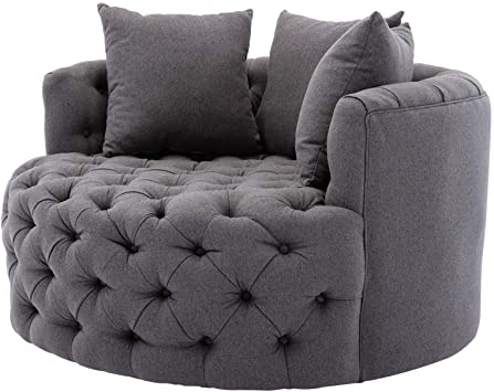 YISHEN Modern Swivel Accent Chair Barrel Chair for Hotel Living Room Modern Leisure Chair Grey