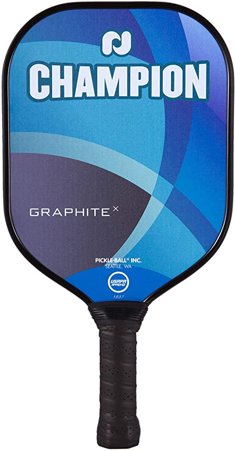 Pickleball, Inc. Champion Graphite Pickleball Paddles | X, XL, Elite Shapes | Strong & Powerful Polymer Honeycomb Core - Durable Textured Graphite Surface for Control