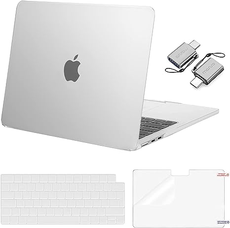 MOSISO Compatible with MacBook Air 13.6 inch Case 2022 M2 A2681 Chip with Liquid Retina Display Touch ID, Plastic Hard Shell&Keyboard Cover&Screen Protector&Type C Adapter 2 Pack, Frost