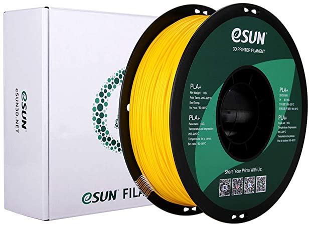 eSUN PLA Plus Filament 1.75mm, PLA Pro PLA  3D Printer Filament, Dimensional Accuracy  /- 0.03mm, 2.2 LBS (1KG) Spool 3D Printing Consumables for Most FDM 3D Printers, Yellow